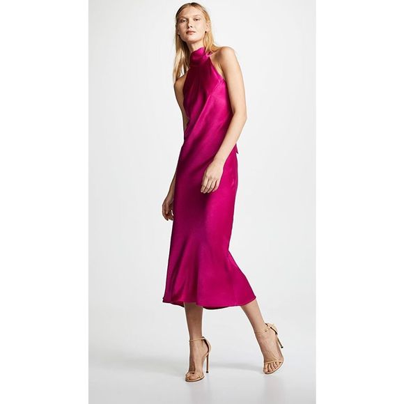 GALVAN Satin Halter Neck Dress Size FR42 (10 US) $1095 - Picture 1 of 7
